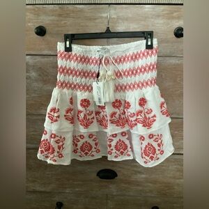 NWT Milly Estes tiered needlepoint embroidered mini skirt